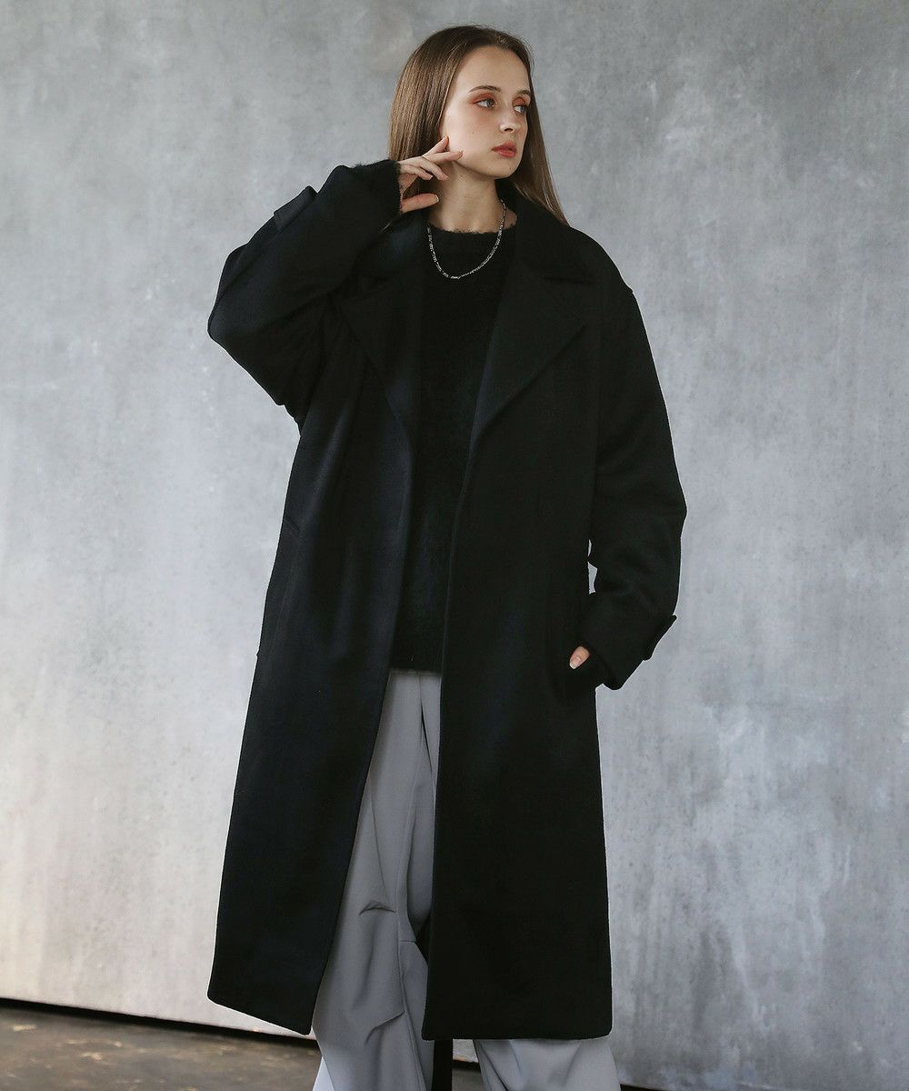 クルニ　22AW ウールメルトンタイロッケンコート　ブラック　1 クルニ 22AW ウールメルトンタイロッケンコート ブラック 1